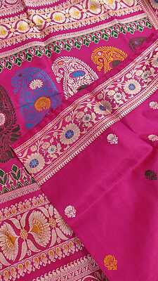 Rani pink multiple meena work Baluchari saree Rani pink multiple meena work Baluchari saree