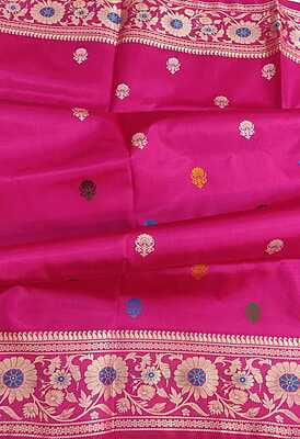 Rani pink multiple meena work Baluchari saree Rani pink multiple meena work Baluchari saree