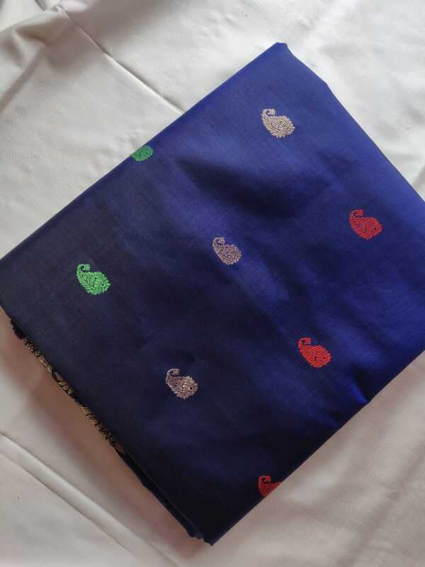 Carbon Blue Revival Swarnachari saree on pure Mulberry silk