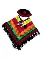 Handknitted multicolored poncho and cap for kids between 2 and 3 years || winterwear || beautiful design and excellent finish and amazing crotchet work