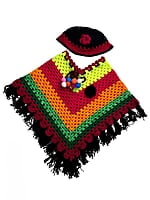 Handknitted multicolored poncho and cap for kids between 2 and 3 years || winterwear || beautiful design and excellent finish and amazing crotchet work