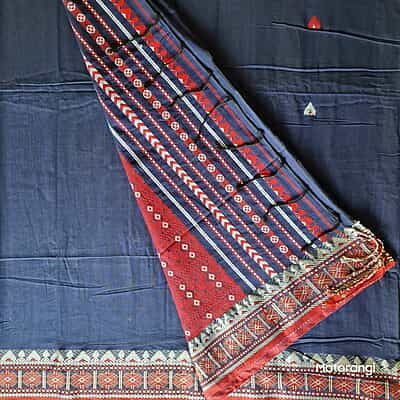 Navy Blue Premium Handwoven Khadi Cotton Jamdani Saree Navy Blue Premium Handwoven Khadi Cotton Jamdani Saree