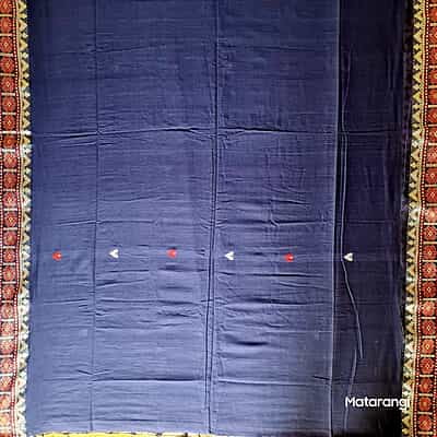 Navy Blue Premium Handwoven Khadi Cotton Jamdani Saree Navy Blue Premium Handwoven Khadi Cotton Jamdani Saree