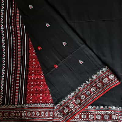 Black Premium Handwoven Khadi Cotton Jamdani Saree