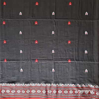 Black Premium Handwoven Khadi Cotton Jamdani Saree