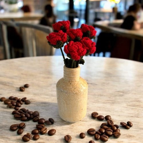 Crochet Small Red Rose (Bunch of 6)