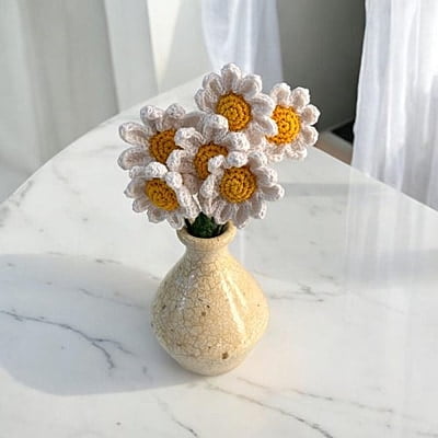 Crochet Small White Daisy (Bunch of 6)