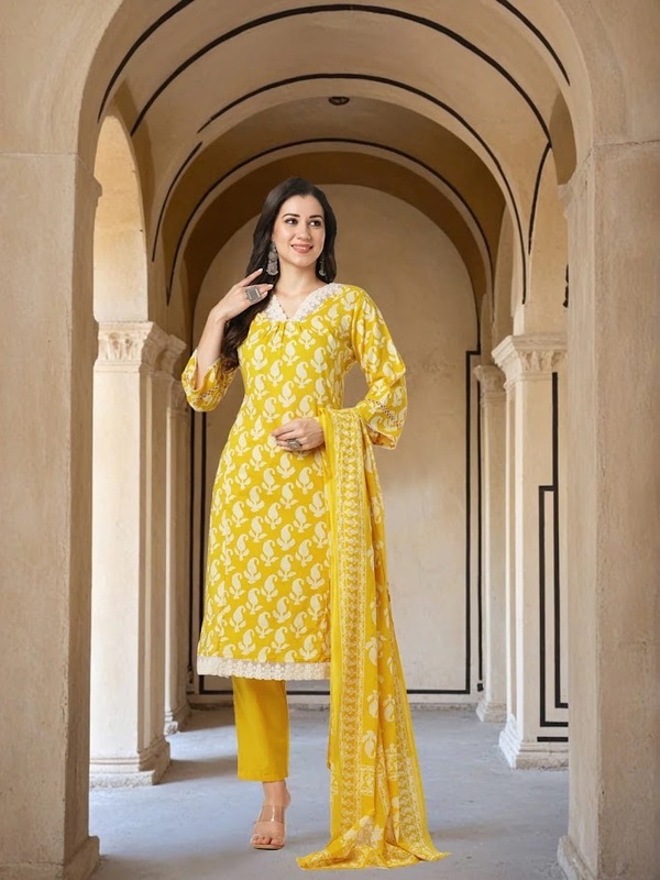 Yellow Cotton Suit Set