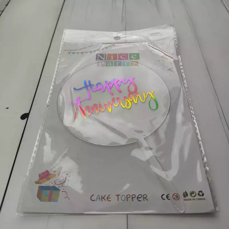 Happy Anniversary Acrylic Glitter Topper | Round Cake Decoration | Buy Online