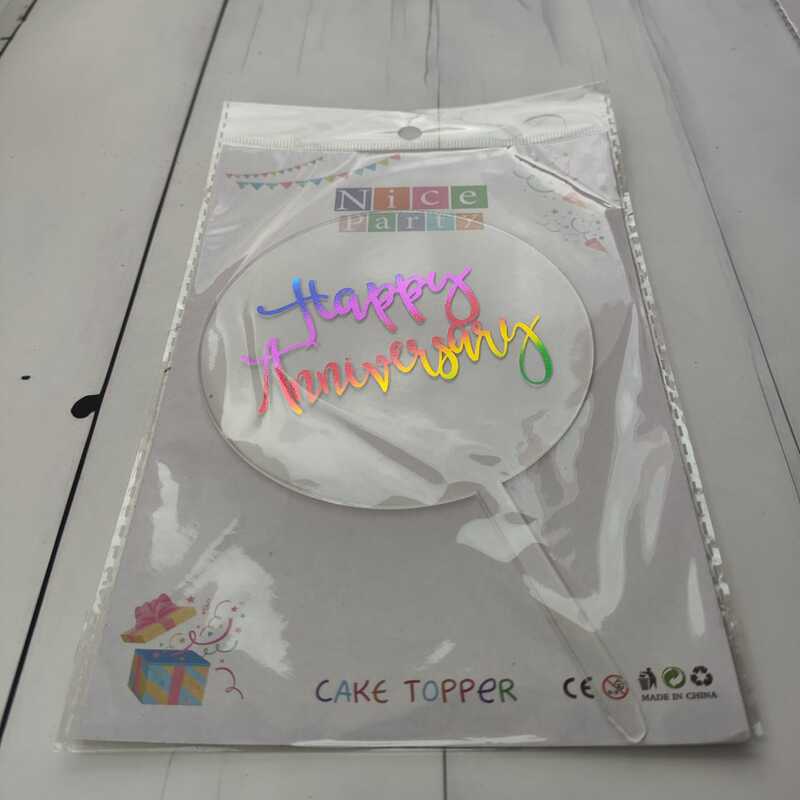 Happy Anniversary Acrylic Glitter Topper | Round Cake Decoration | Buy Online