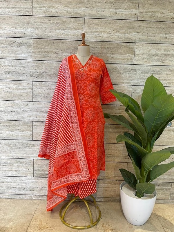 Orange Bandhani Suit Set