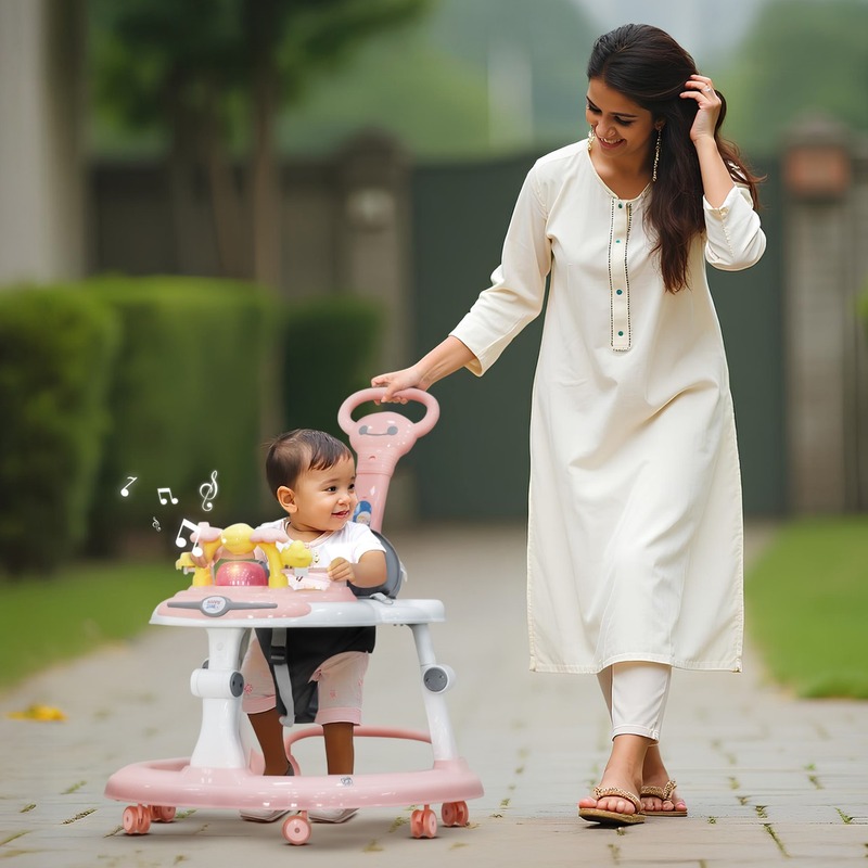 Baby Walker with Push Handle – Pink