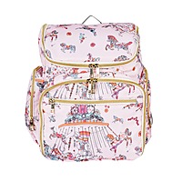 Stylish Diaper Backpack with Laptop Compartment – Pink Carousel Print