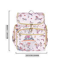 Stylish Diaper Backpack with Laptop Compartment – Pink Carousel Print