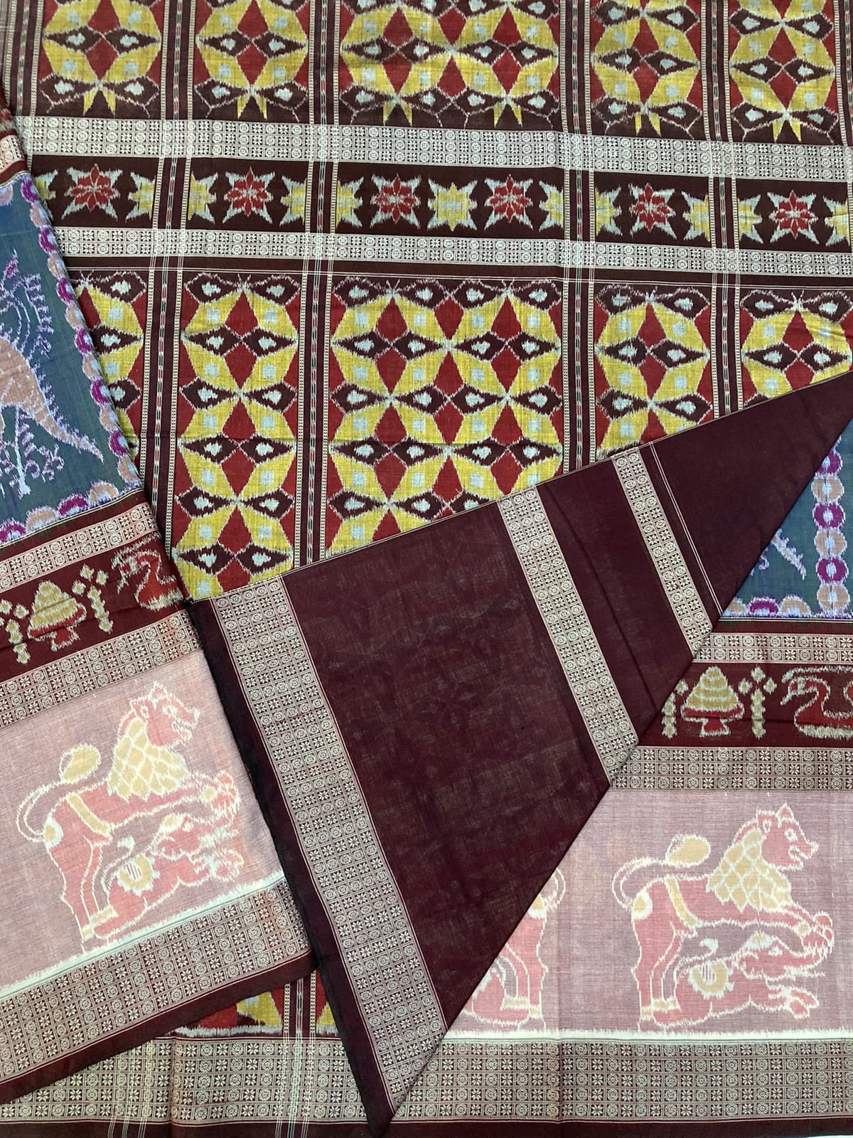 DINOSAUR BANDHA DOUBLE BORDER SAREE