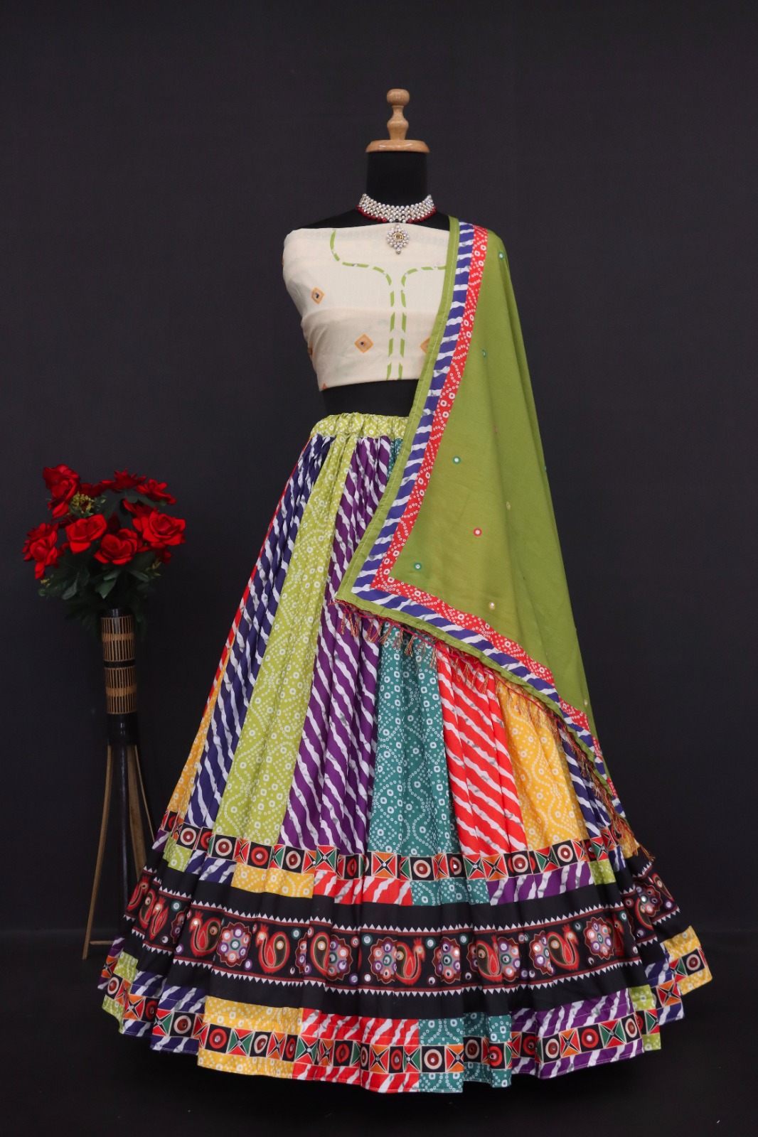 New Lounching Digital Print Muslin Cotton Lehenga Choli D.4
