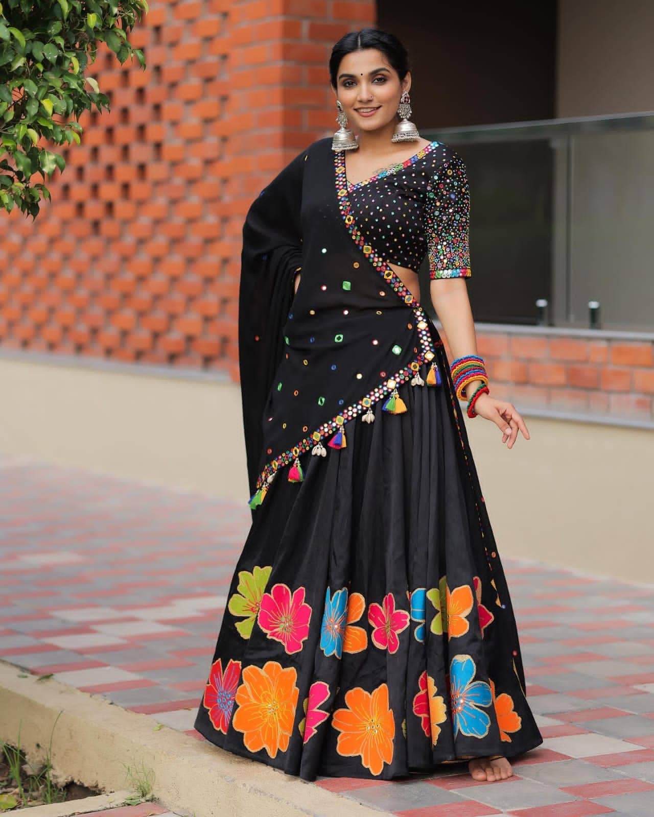 TusserSilk Lehenga Choli with Intricate Print and Dupatta D.13