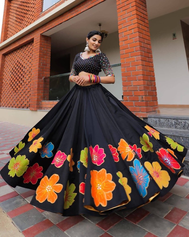 TusserSilk Lehenga Choli with Intricate Print and Dupatta D.13
