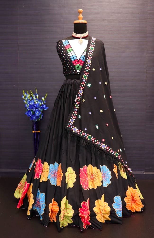 TusserSilk Lehenga Choli with Intricate Print and Dupatta D.13