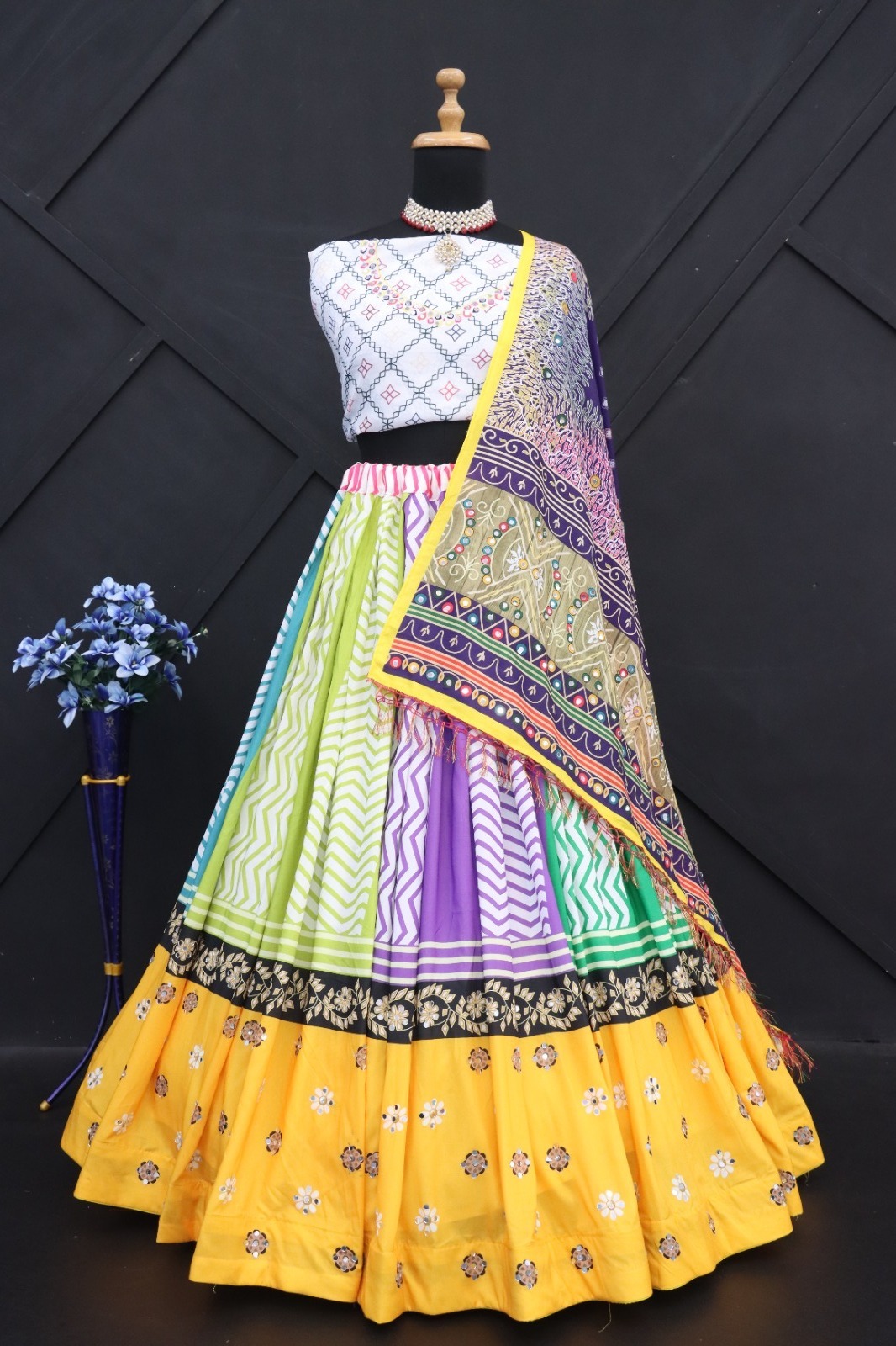 New Lounching Digital Print Muslin Cotton Lehenga Choli D.18