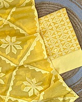 Handcrafted Barmeri Applique Cut-Work Unstitched Suit Set – Natural Dyed Cotton | 1002