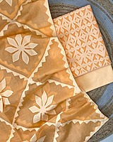 Handcrafted Barmeri Applique Cut-Work Unstitched Suit Set | 1010