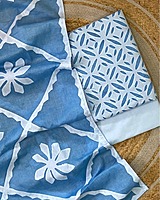 Handcrafted Barmeri Applique Cut-Work Unstitched Suit Set – Natural Dyed Cotton | 1008