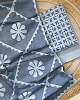 Handcrafted Barmeri Applique Cut-Work Unstitched Suit Set – Natural Dyed Cotton | 1009