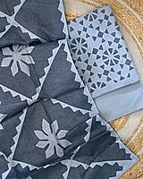 Handcrafted Barmeri Applique Cut-Work Unstitched Suit Set | 1014