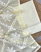 Handcrafted Barmeri Applique Cut-Work Unstitched Suit Set – Natural Dyed Cotton | 1004