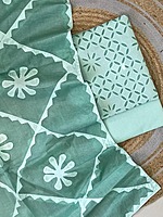 Handcrafted Barmeri Applique Cut-Work Unstitched Suit Set | 1017