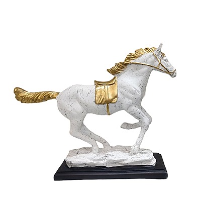Horse Statue Horses Showpieces for Home Decor, Good Luck Wealth Income Bright Future Decorative Items ,Resin,White