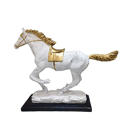 Horse Statue Horses Showpieces for Home Decor, Good Luck Wealth Income Bright Future Decorative Items ,Resin,White