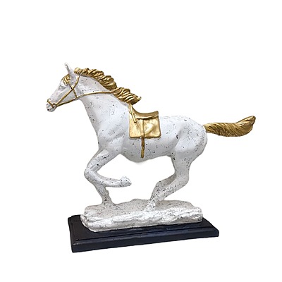 Horse Statue Horses Showpieces for Home Decor, Good Luck Wealth Income Bright Future Decorative Items ,Resin,White