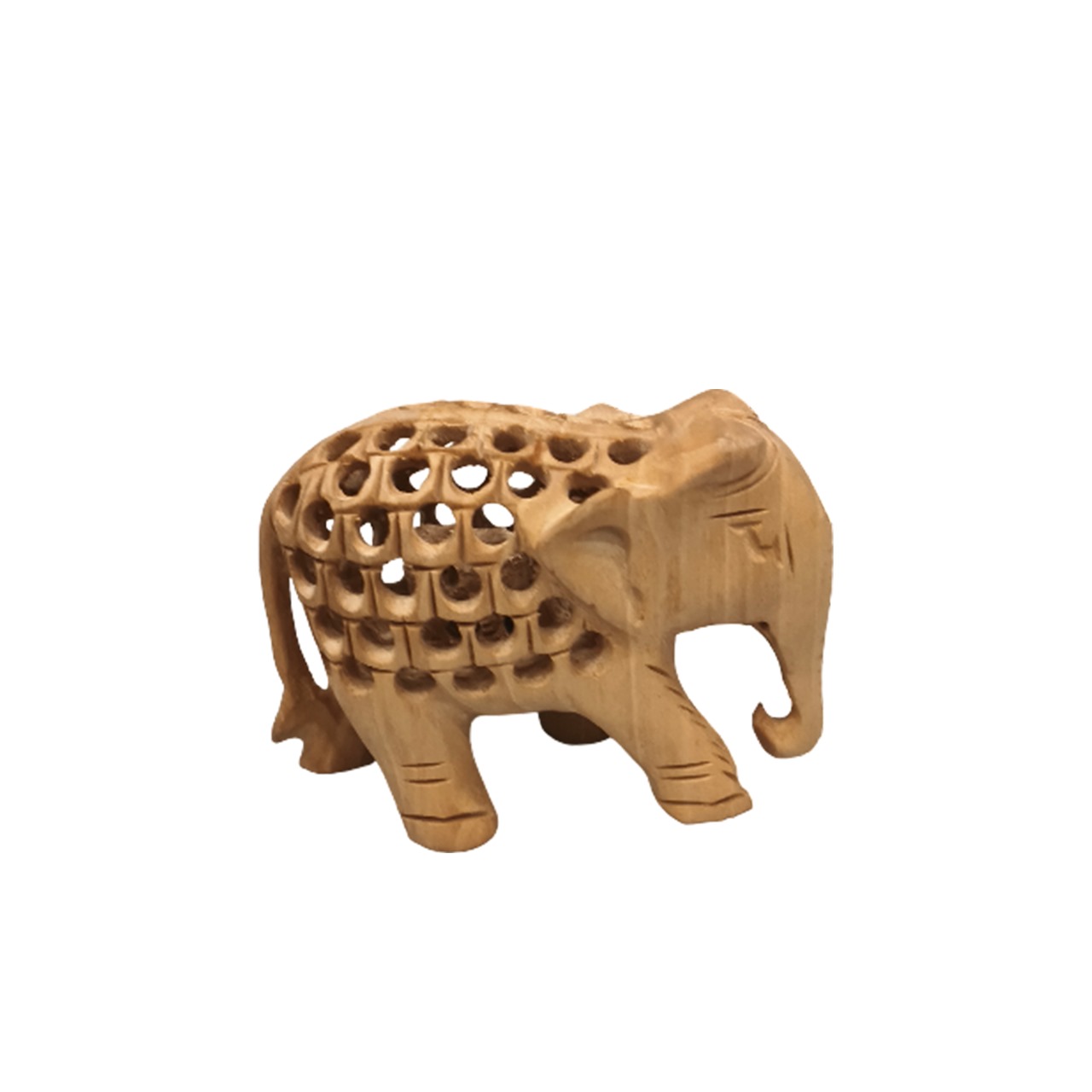 Wooden Elephant Statue - Jaali Pattern Pair