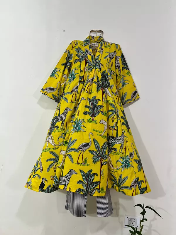Zeenat's Everyday Flare Top + Pant Set - Yellow Jungle