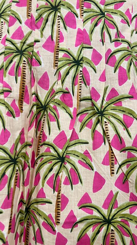 Rekha's Pin-Tuck Top + wide Culotte Pants Set - Cream & Palm