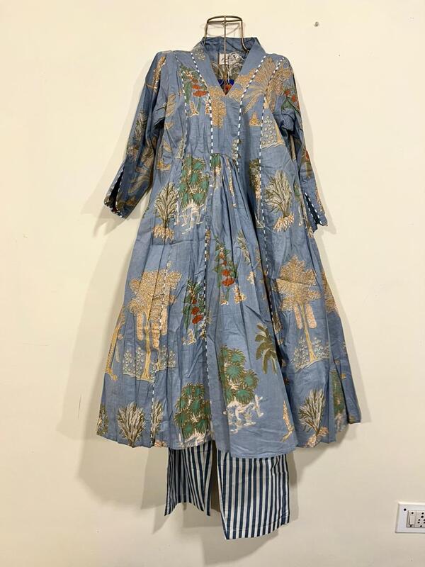 Zeenat's Everyday Flare Top + Pant Set  - Grey Garden