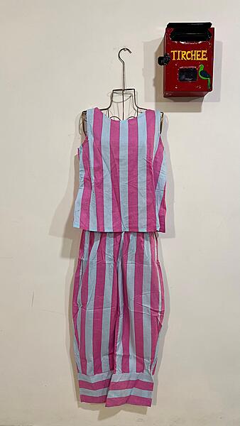 Helen's Oerlap Back + Pants Set - Pink & Blue Pants