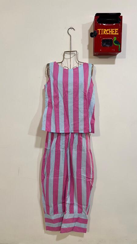 Helen's Oerlap Back + Pants Set - Pink & Blue Pants