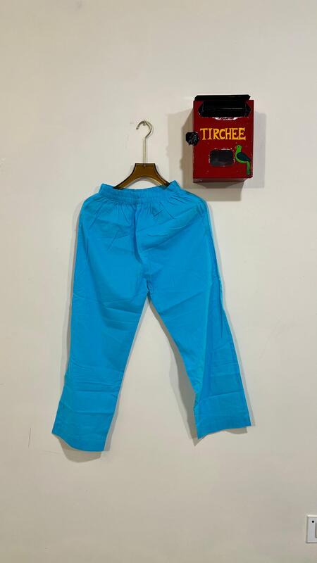 Waheeda's Collared top + Pant Set - Blue & Trees