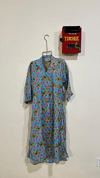 Waheeda's Collared top + Pant Set - Blue & Trees