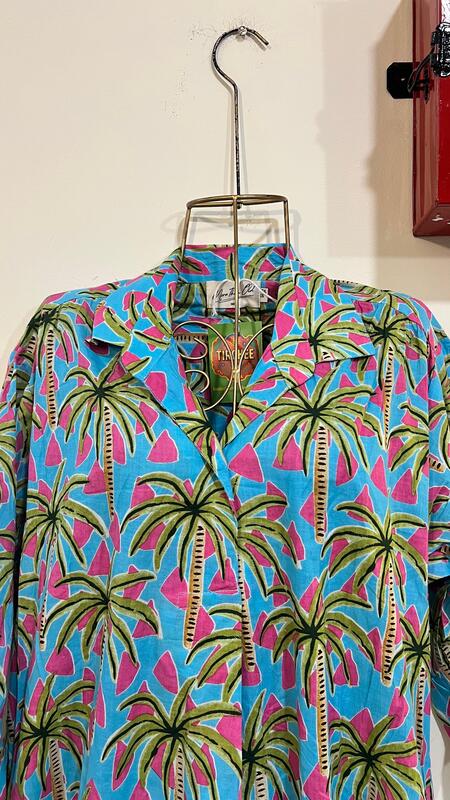 Waheeda's Collared top + Pant Set - Blue & Trees