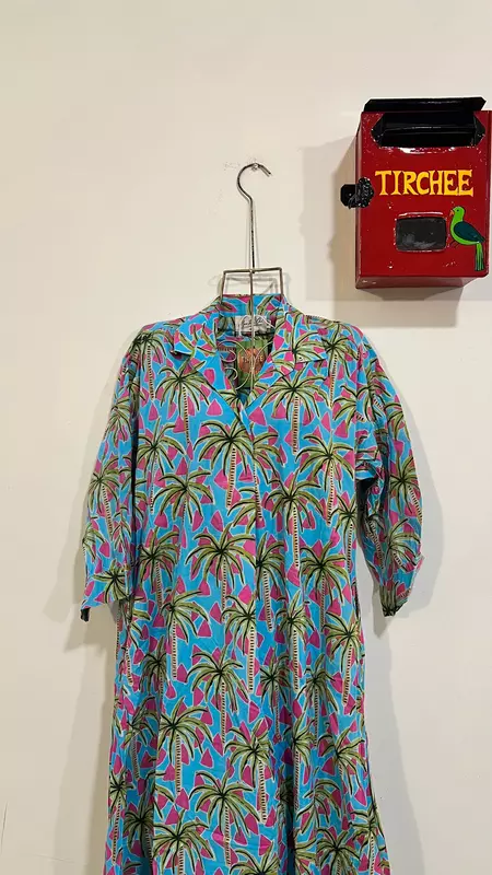 Waheeda's Collared top + Pant Set - Blue & Trees