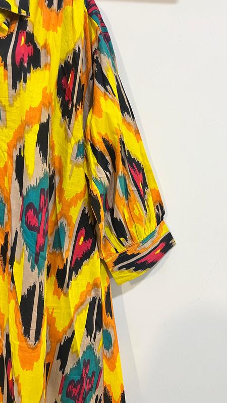 Waheeda's Collared top + Pant Set - Yellow Ikkhat