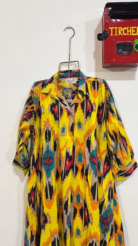 Waheeda's Collared top + Pant Set - Yellow Ikkhat