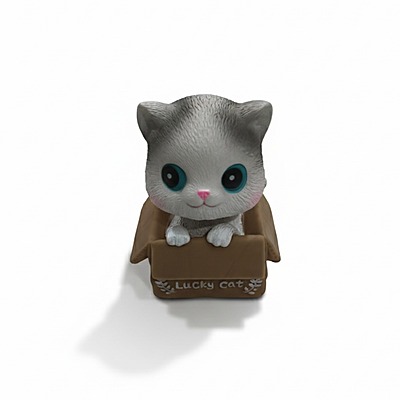White Resin Car Dashboard Decoration, Bobble Head Cat