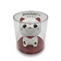Mini Solar Head Shaking Lucky Cat - Waving Arm Maneki Neko Figurine for Home & Car Decor