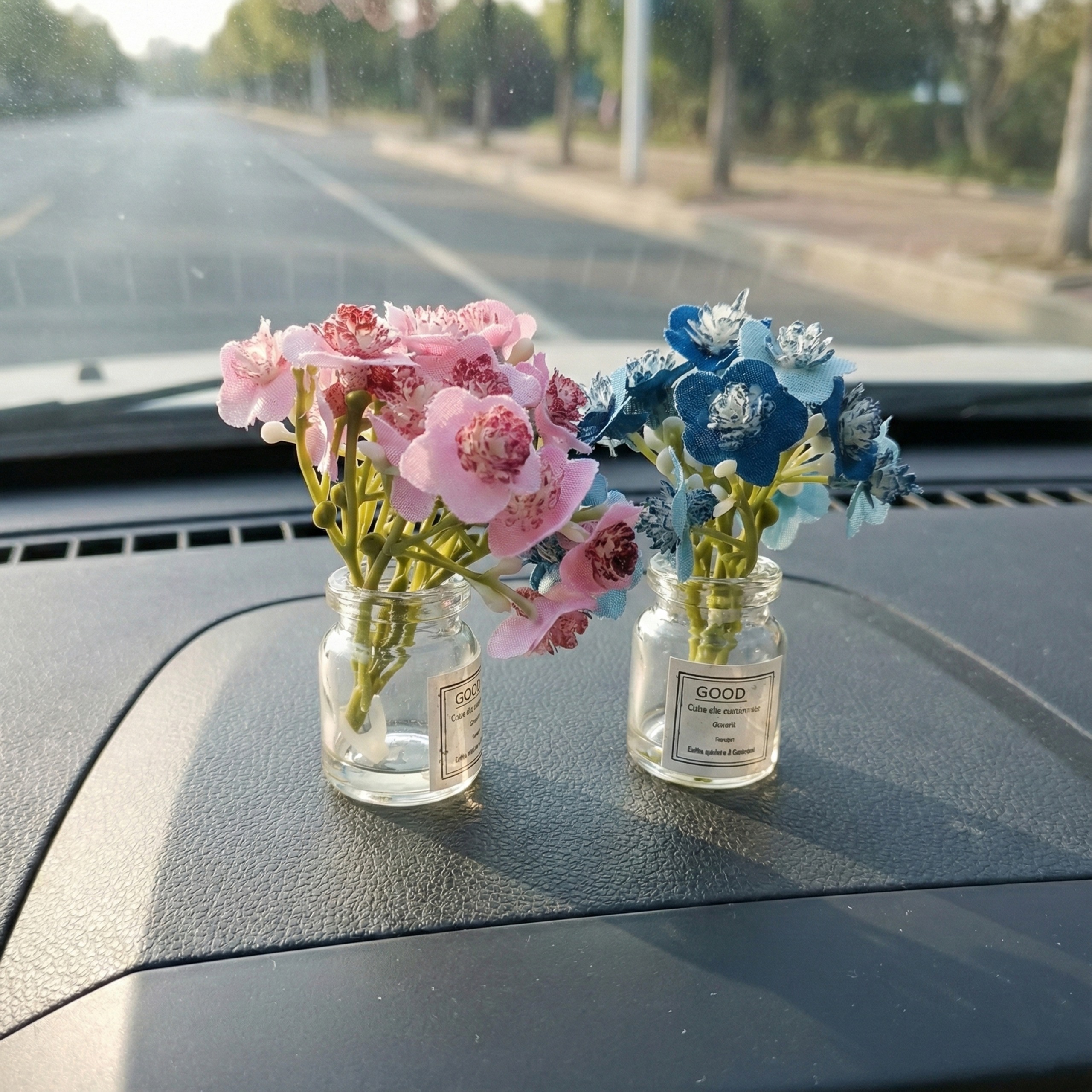 Car Dashboard Miniature Flowers