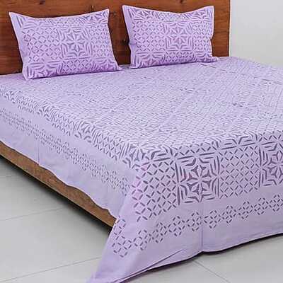 Handcrafted Applique Cut Work Double Bedsheet with Organdy Accents | 2001